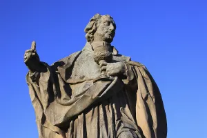 Carolus Borromaeus statue, bridge saint on the Old Main Bridge in Wuerzburg