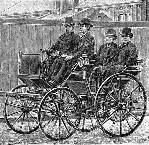 Cars with a daimler engine, historical illustration