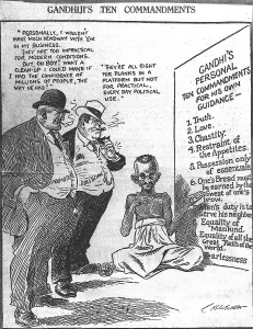 Cartoon of Mahatma Gandhiji's ten commandments, 1928