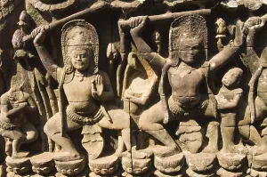 Detail of a carved bas relief, God sculptures