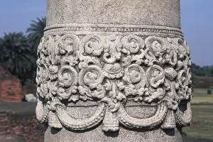 Carved column at Nalanda University Complex