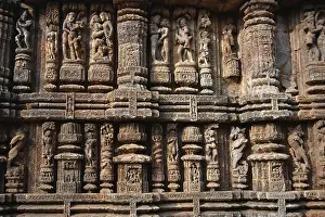 Carved wall of Sun temple, Konarak, Orissa, India