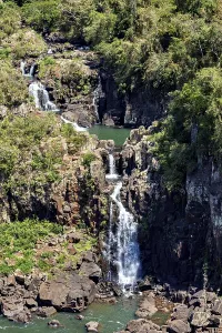 Cascading waterfalls flow over rocks