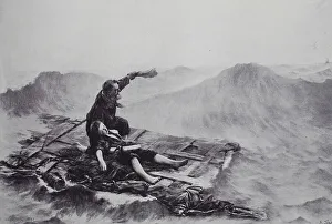 Castaways in the greatest distress on a makeshift raft