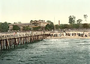 Castle, bridge and beach of Colberg in Pomerania