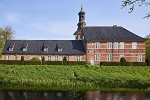 Castle moat and castle outside Husum