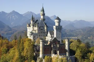 Castle Neuschwanstein near Fuessen Fuessen in the Allgaeu Allgaeu Bavaria Germany built throug King Ludwig II