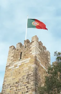 Castle of St. George with Portugal flag in Lisbon
