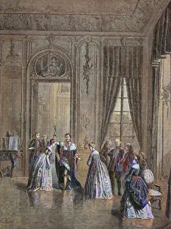 In the castle of Wilhelmsthal, historical woodcut