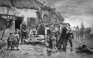 Casualties being rescued after a storm