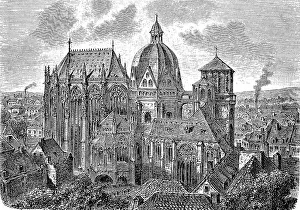 The Cathedral of Aachen in Germany in 1870