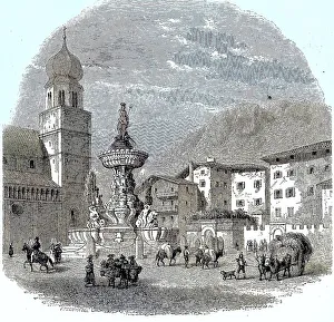 Cathedral Square with the Fountain of Neptune in Trento