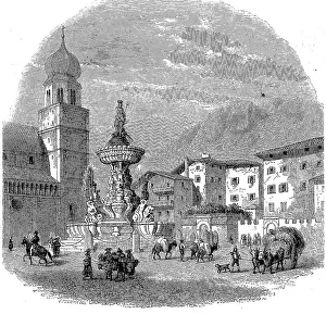 Cathedral Square with the Neptune Fountain in Trento