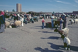 Cattle market, Achrat, Syria, May 1987, vintage, retro, old, historical, Asia