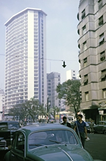 CBD buildings and streets in the city centre of Sao Paulo, Brazil, South America 1962, South America