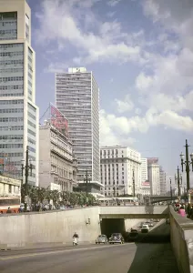 CBD buildings and streets in the city centre of Sao Paulo, Brazil, South America 1962, South America