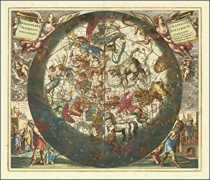 Celestial chart of the Northern Sky, 1660, digital improved reproduction of a work by Andreas Cellarius (1596-1665), a Dutch-German cartographer and cosmographer best known for his 1660 Harmonia Macrocosmica, a major star atlas