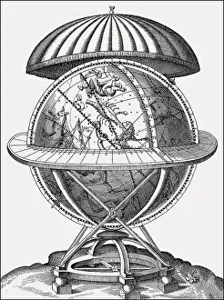 Celestrial globe, after Tycho Brahe Astronomiae instauratae mechanica
