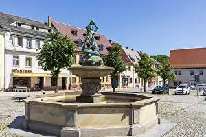 Centaurenbrunnen fountain on the market square in Frohburg