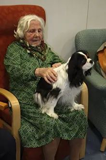 Centenarian Senior Citizen with Cavalier King Charles Spaniel