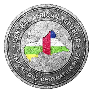 Central African Republic Flag Button with Map