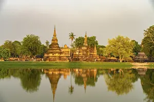 The central Buddhist temple Wat Mahathat in the UNESCO World Heritage Sukhothai Historical Park