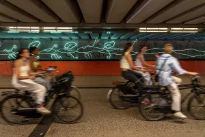 Central cycle path Walkway railway subway