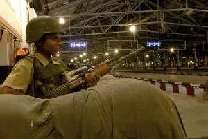 Central reserve police on duty at Victoria terminus vt now chhatrapati shivaji terminus