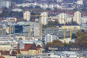 Central station with construction site Stuttgart 21