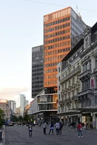 Centre Monnaie at dusk, a commercial building complex