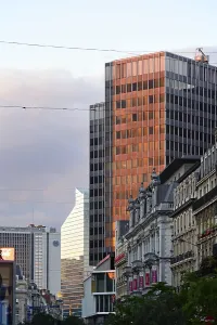 Centre Monnaie at dusk, a commercial building complex