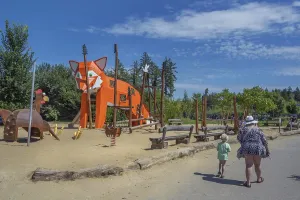 Centre Parcs, blue sky, children's playground