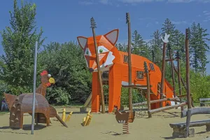 Centre Parcs, blue sky, children's playground