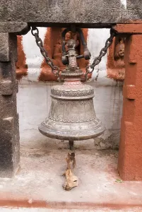 Ceremonial bell in a buddhist temple, Nepal, Asia