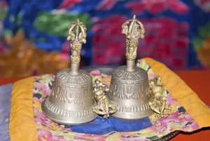 Ceremonial bell in a buddhist temple, Nepal, Asia