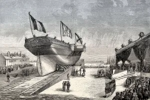 Ceremonial ship launching, La Seyne-sur-Mer