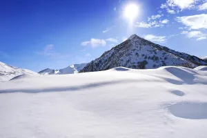Framed Print : Cerler peak with winter snow is a ski spot in Huesca of Aragon in Spain