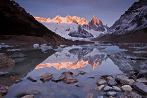 Cerro Torre massif, reflections in Lake Torre