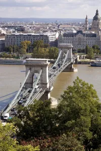 Chain Bridge with the Danube river in Budapest