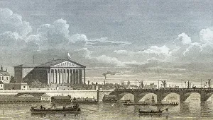 Chamber of Deputies, Paris, antique steel engraved print