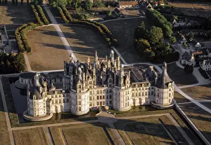 Chambord, castle, view from the west (aerial view)