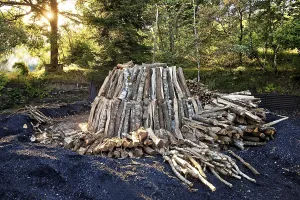 Charcoal pile with logs, Walpersdorf