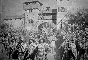 Charlemagne's entry into Aachen was a central motif