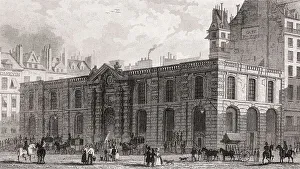 Chateau d'Eau, Paris, antique steel engraved print