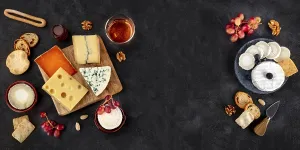 Cheese panorama. Goat cheese, Brie