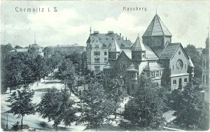 The Chemnitz Synagogue, c. 1905, postcard, Saxony, Germany, digitally enhanced reproduction from a historical original, c. 1900, public domain, Europe
