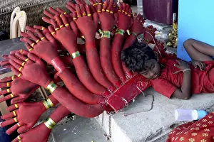 Child dress as Hindu Goddess Kali Mutharamman temple