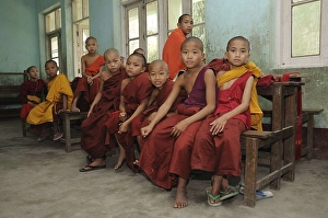 Child monks in a classroom in a school in Mandalay