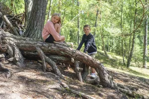 Two children, 7 and 10 years old