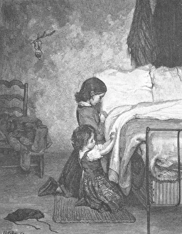 Children at bedside prayer, 1895